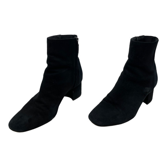 Aquatalia Shoes - Aquatalia black suede leather ankle block heel boots size 8.5